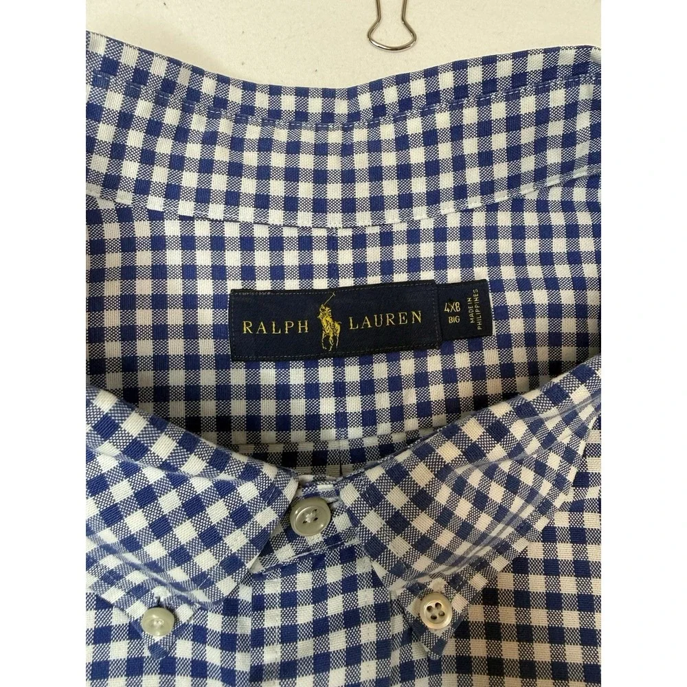 Polo Ralph Lauren Men's 4XB Blue Long Sleeve Button-Up 100% Cotton Flesh Pony